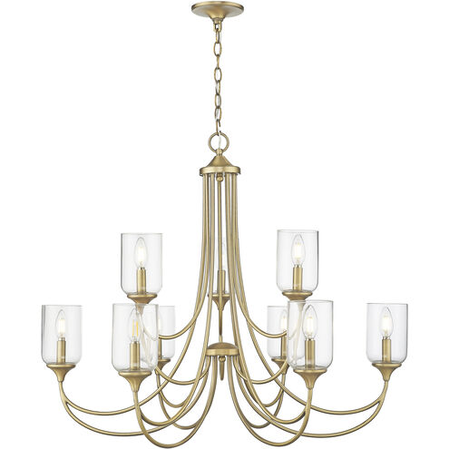 Waddingham 9 Light 35.4 inch Vintage Brass Chandelier Ceiling Light